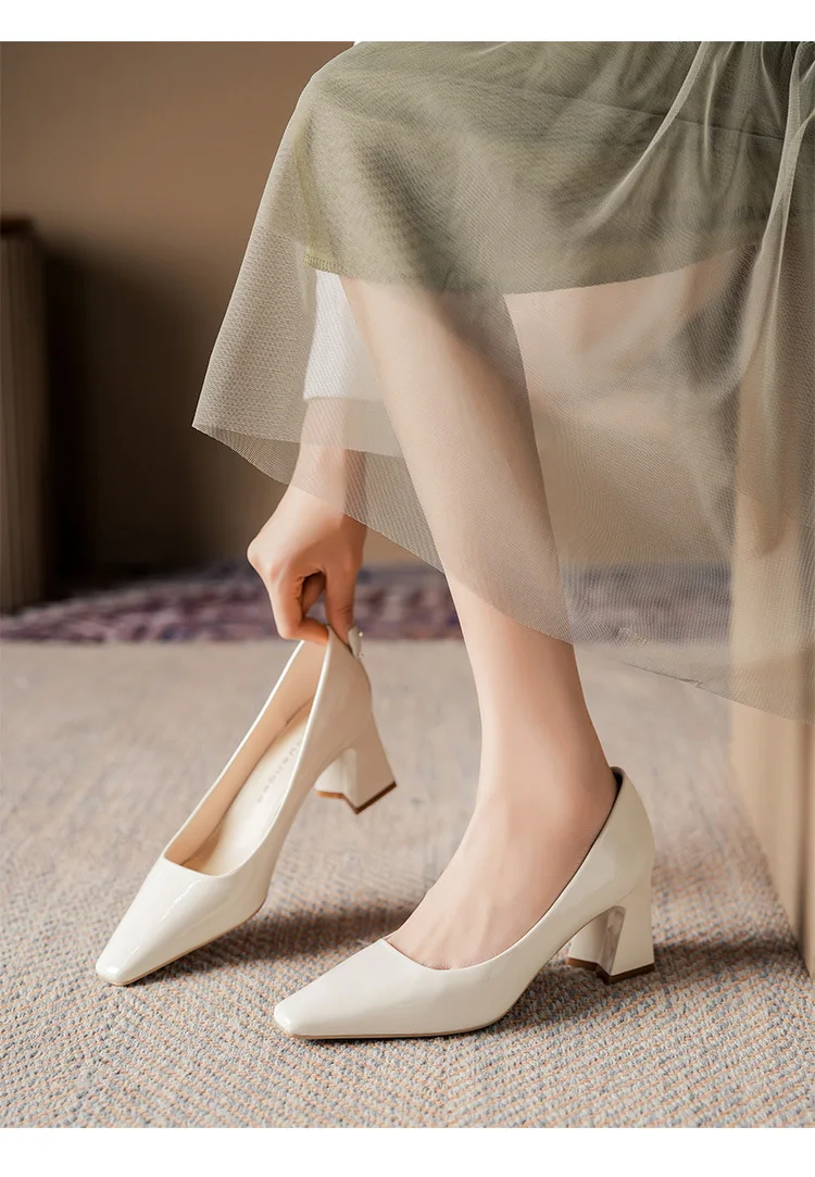 المرأة ساحة تو كتلة كعب مضخات براءات الاختراع والجلود الرجعية المتسكعون مريحة مكتب اليومية حذاء كاجوال حجم 31-40 Q-129