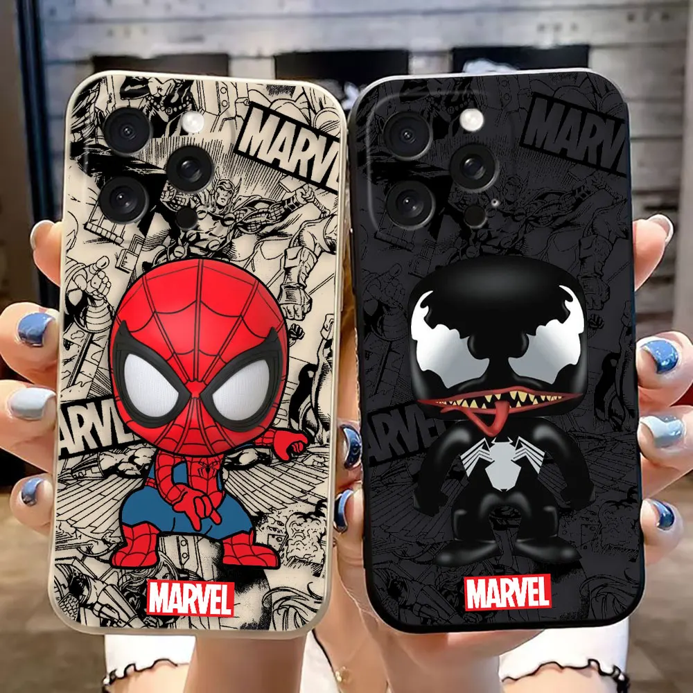 Funda de silicona suave para iPhone, carcasa de Spider Man, Venom, Iron Man, Apple, 13, 12 MINI, XS, XR, X, MAX, 8, 7, 6, 5 colores