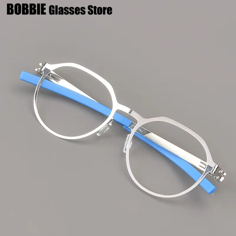 Simple Fashion Polygon Round Optical Eyeglasses Light Thin Screwless Women Spectacle Men Glasses Frame Germany Brand Vaxiver X