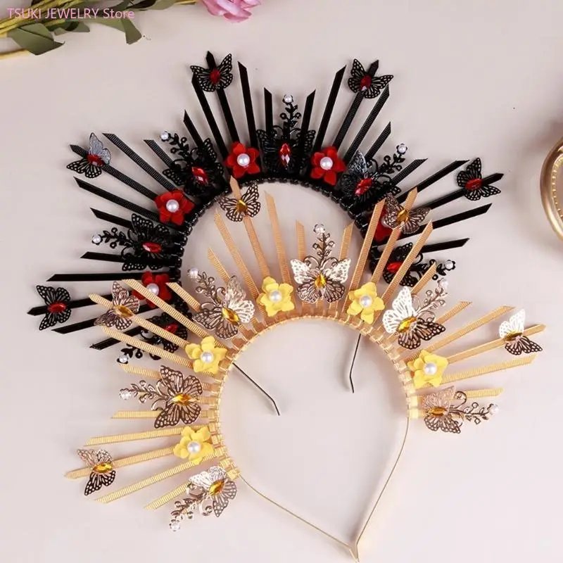 62KE Stylish Gold Medusas Headpiece Tiaras Crown Fashion Accessory for Women’s Mythology Themed Costumes Celebrations