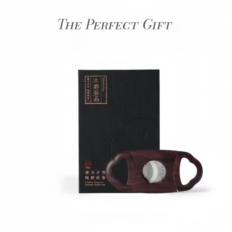 

Cigar Scissors Stainless Steel Flat Mouth Scissors Purple Sandalwood Handmade High End Gift Cigar Double Edged Scissors