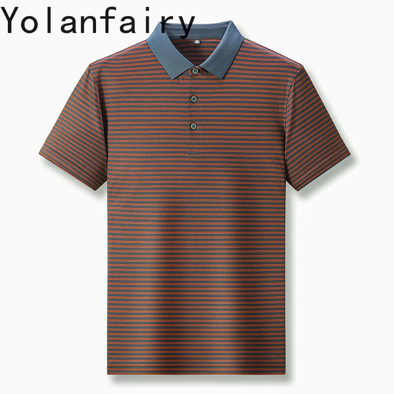 

YOLANFAIRY Mulberry Silk Mens T Shirt Polo Shirts Herren Mens Shirts Short Sleeves Polos Hombre 2024 Summer Mens Clothing