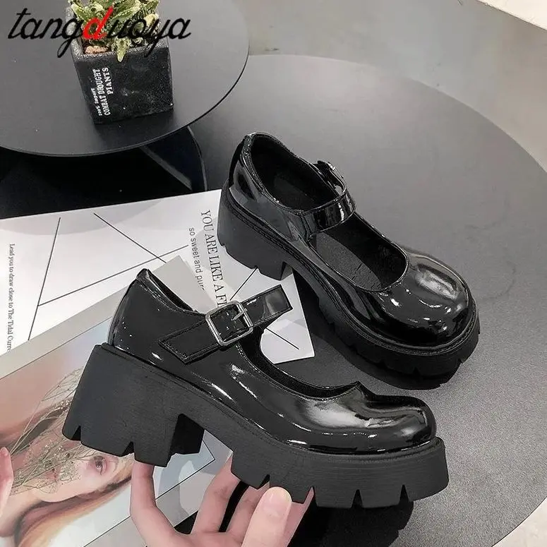 mary janes harajuku lolita shoes low heel women shoes models women\'s Japanese high heels platform shoes vintage shoes heels 43