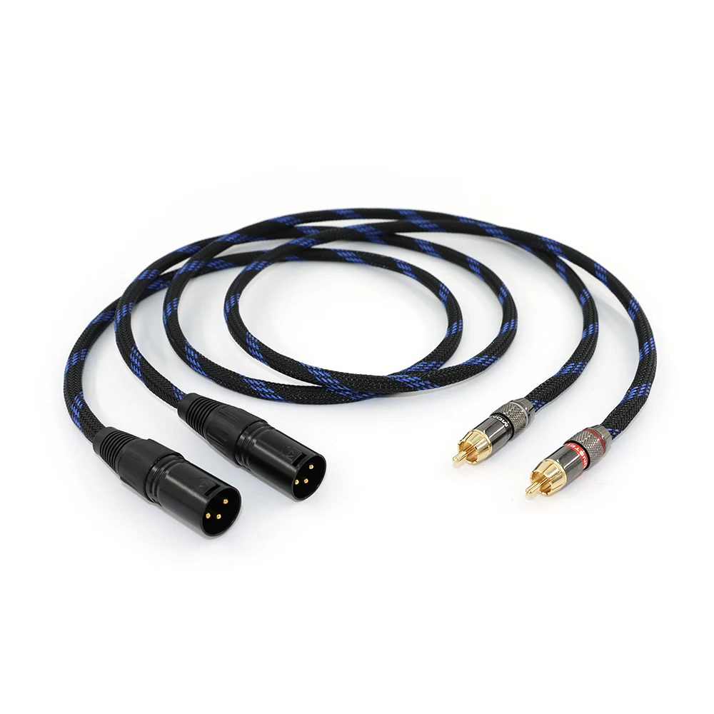 محول XLR-RCA من فئة البث - مطلي بالذهب المزدوج مع درع EMI ثلاثي (مزامنة الصوت الاحترافية) ​