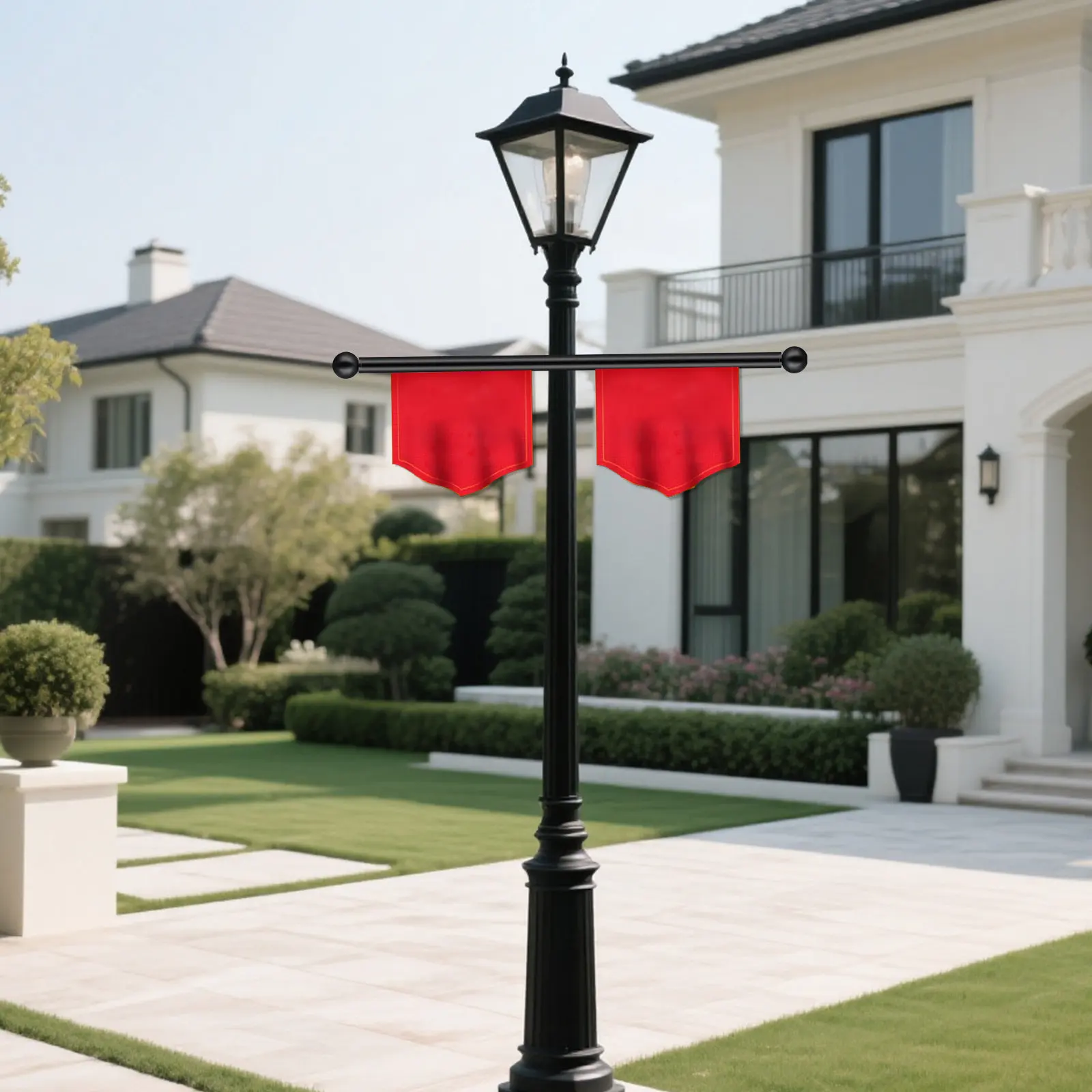 Outdoor Lamp Post Cross Arm Black Metal Adjustable Ladder Rest Heavy Duty Garden Light Pole Arm Bracket Rod Lighting Accessories view 5