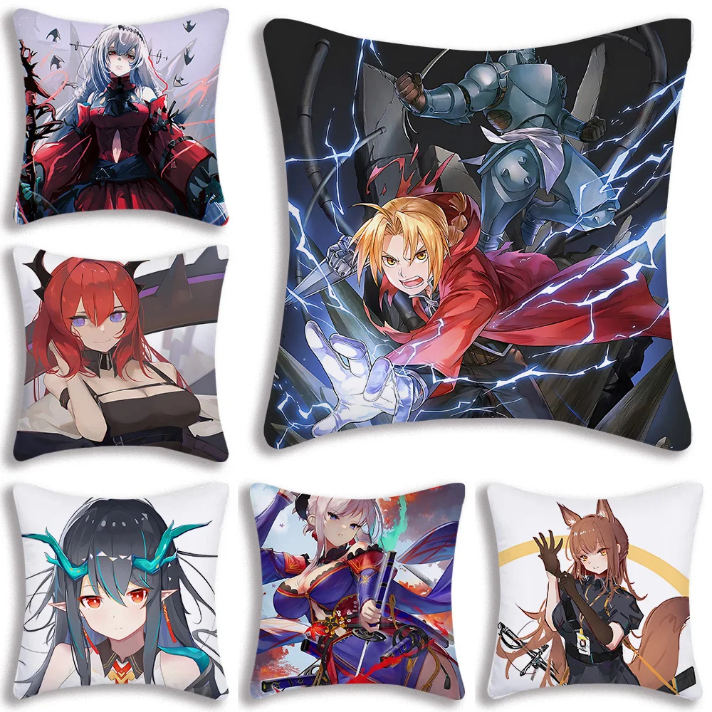 Supure HOT Game Arknights Pillow Covers Cartoon Sofa Decorative Home Double-sided Printing Short Plush Cute Cushion Cover