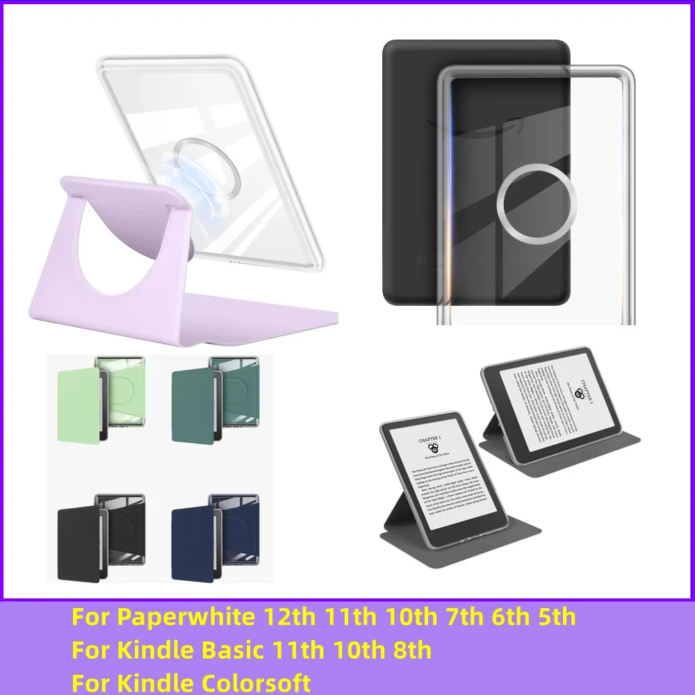 Stand Rotating Case for Kindle Paperwhite 2024 2022 Colorsoft 7 6.8 6 Inch 5/6/7th 8th 10th 11th 12th Generation Cover Shell