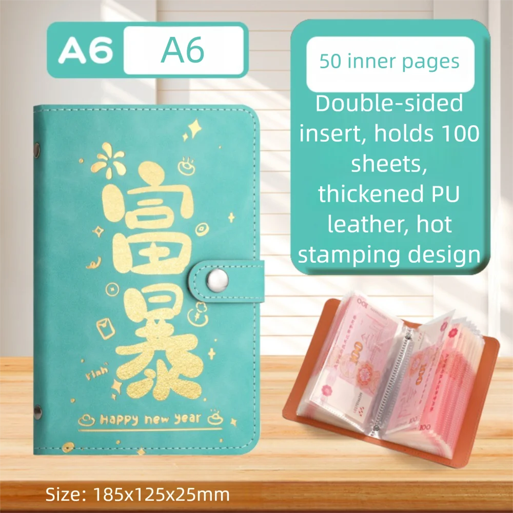 Erhalten Sie nach Nacht mit 100 Umschlägen, Geldspar-Challenge, PU, großes Fassungsvermögen, Spar-Ordner, Geld sparen, wasserdicht