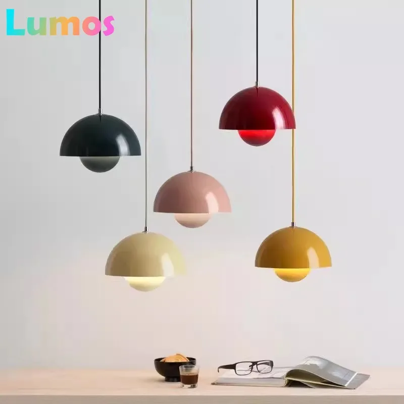 

Denmark Designer Semicircular Flower Bud Pendant Lamp for Kitchen Living Island Iron Indoor Home Decor LED Lighting Luminaires