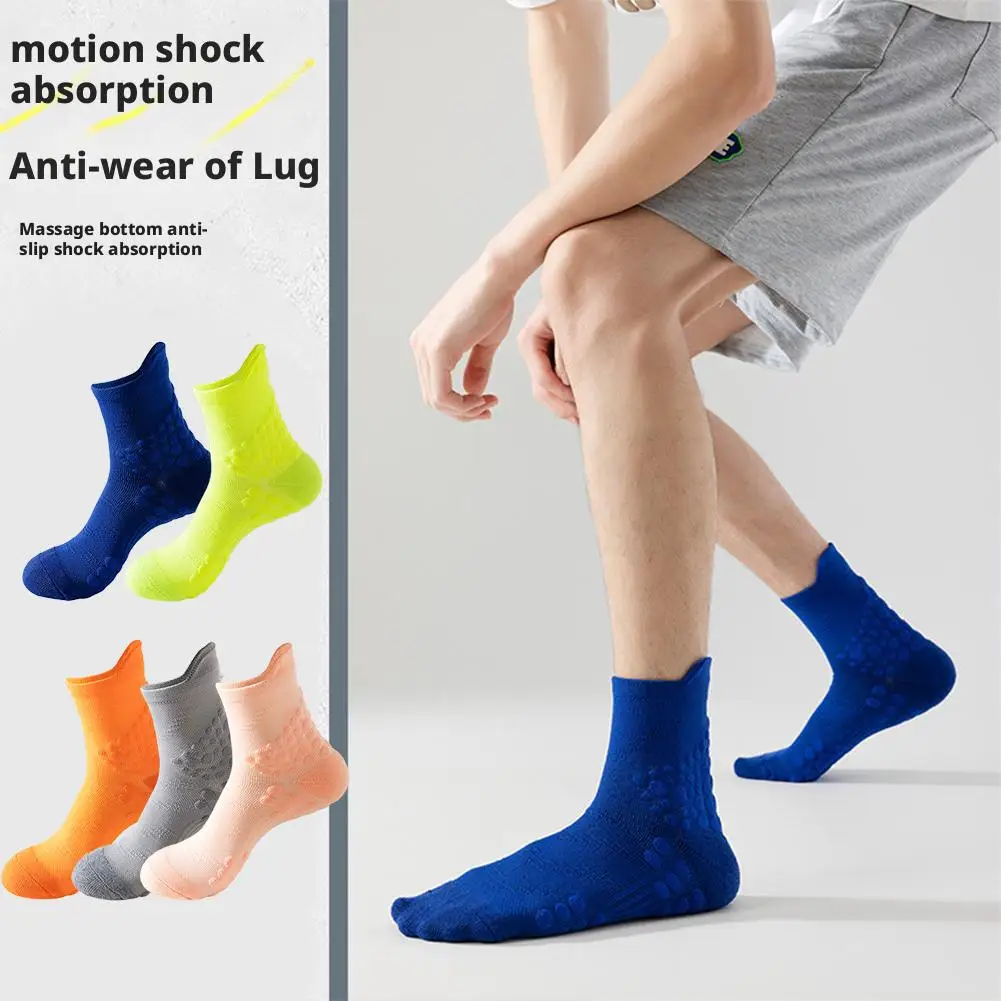 Meias esportivas antiderrapantes absorventes de suor, desodorante confortável, meias de badminton masculinas, meias profissionais respiráveis com fundo de toalha