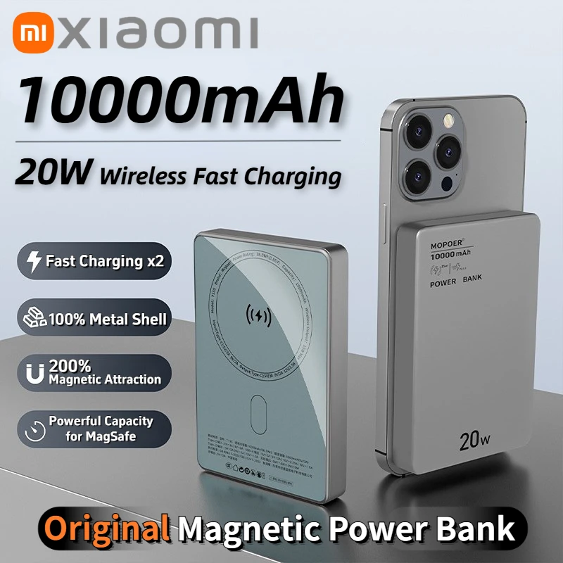 Xiaomi 10000mAh Magnetic Power Bank PD20W Wireless Fast Charging PowerBank Portable External Battery for MagSafe iPhone Android