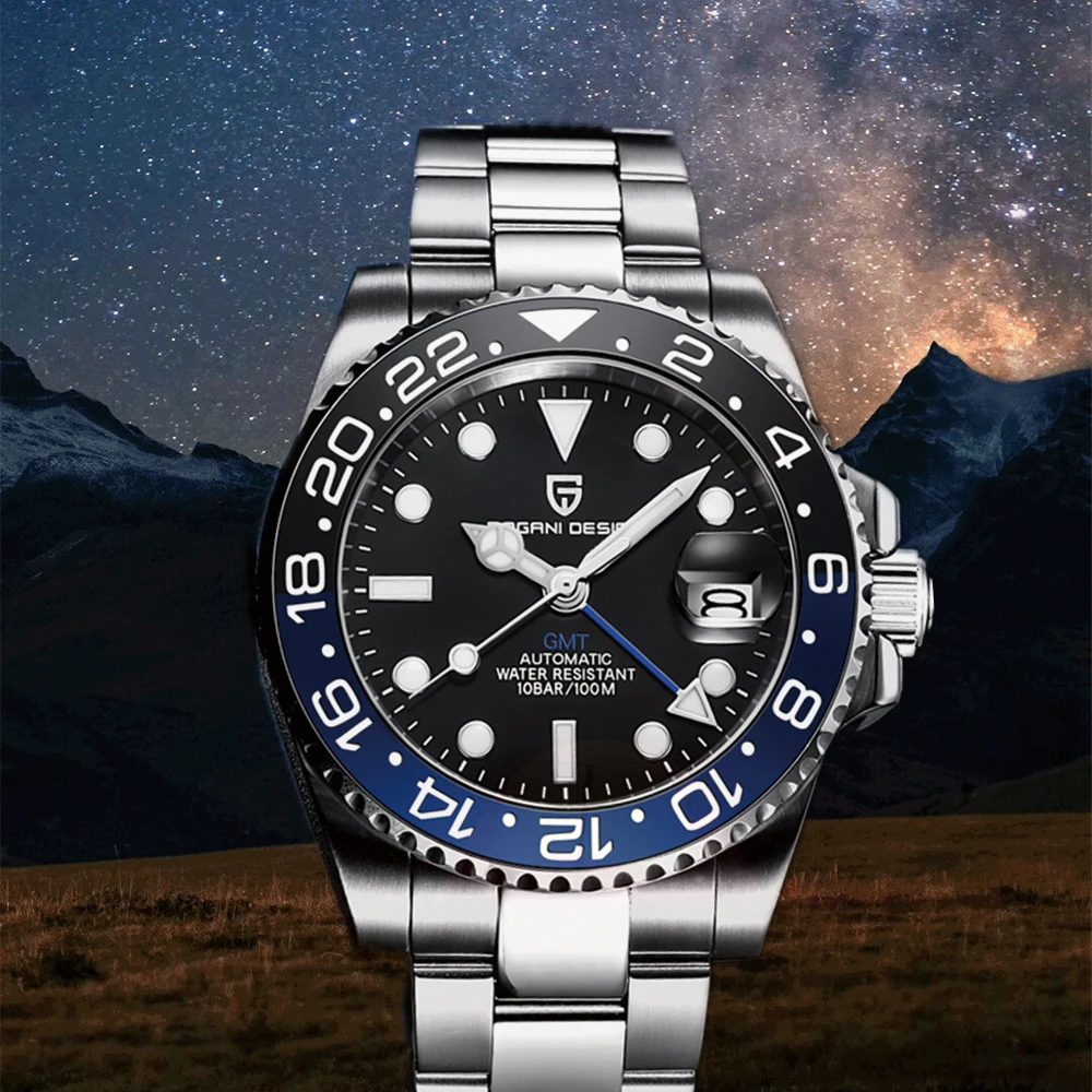 

PAGANI DESIGN Men Automatic Watches Sapphire Glass 40mm Ceramic GMT Mechanical Wristwatch Top Brand Sports Waterproof Men Watch