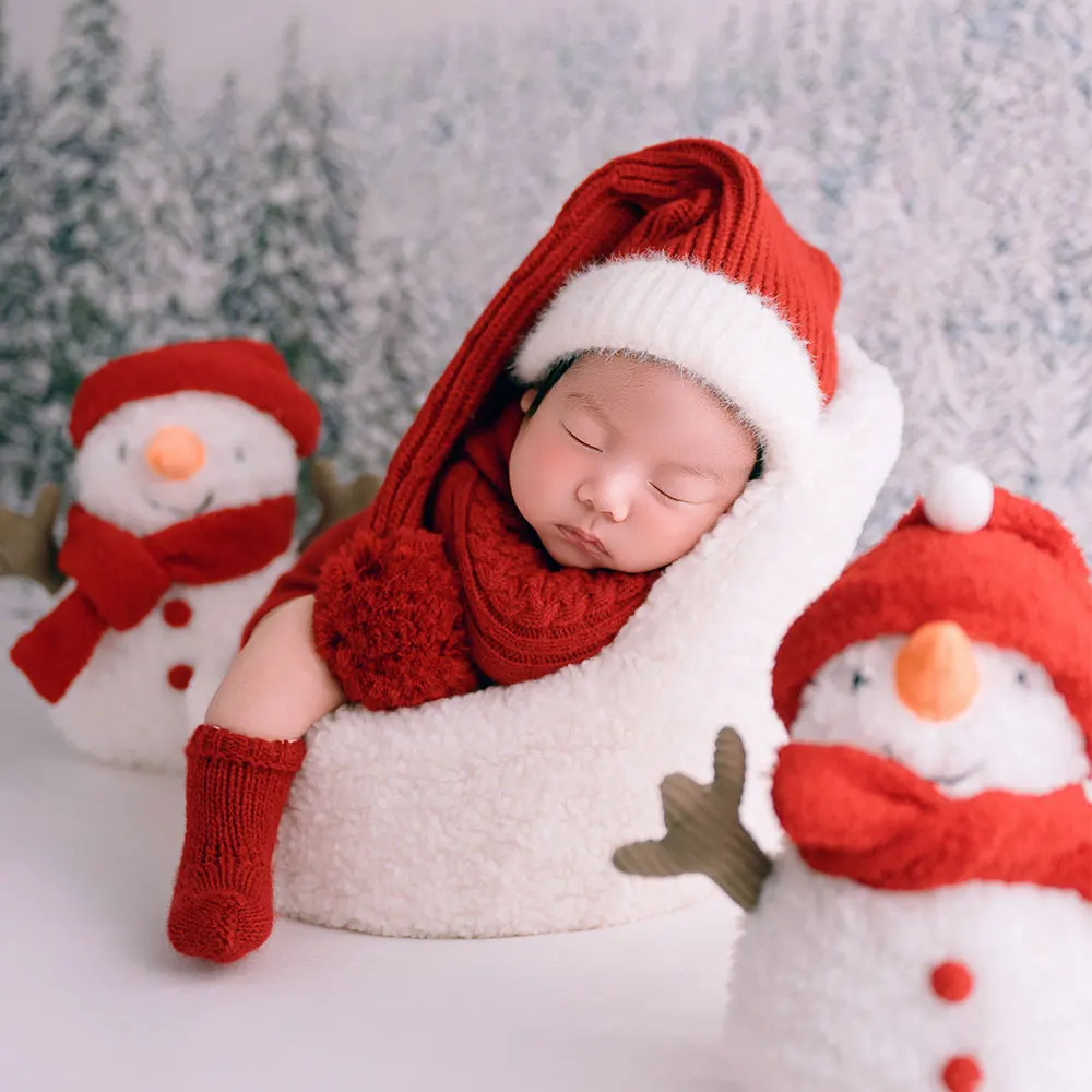 0-1 شهر سانتا كلوز محبوك زي الوليد التصوير الدعائم عيد الميلاد موضوع الانتحال صور تأثيري وتتسابق و دمية ثلج #3