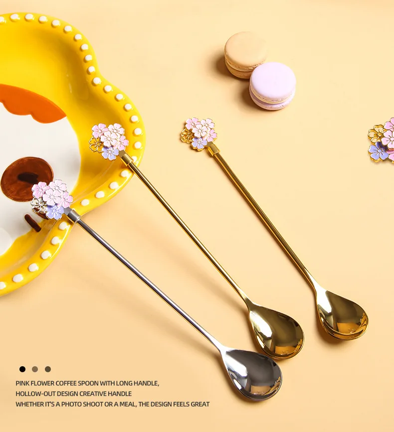 Creative Stainless Steel Spoon Cherry Blossoms Spoon Coffee Dessert Spoon Christmas Gifts Tableware Decoration Tea Spoon
