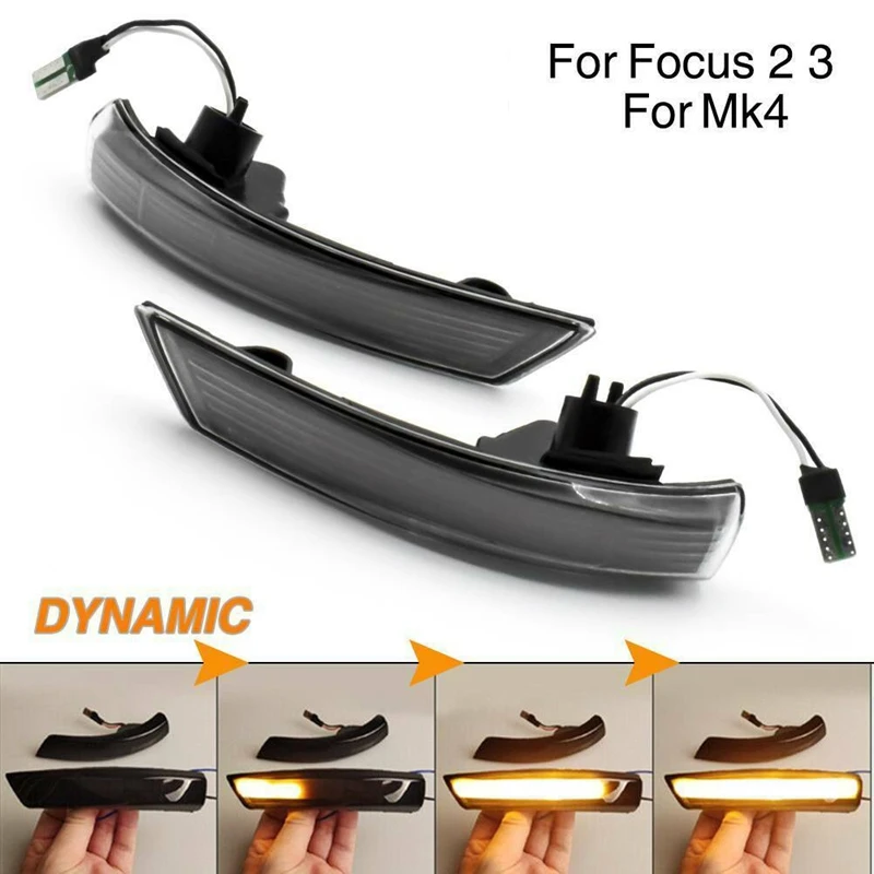 2X Dynamic LED Mirror Indicator Turn Signal Light for Ford Focus Mk2 2008-2011 Mk3 2012-2017 MK4 2010-2015