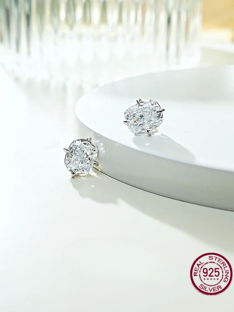 

Новые прямоугольные серьги из стерлингового серебра 925 пробы, инкрустированные высокоуглеродистыми бриллиантами, роскошные и модные свадебные украшения.