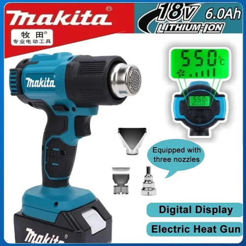 Imagen 1 del producto Pistola Makita, pistola de calor eléctrica de mano Industrial, temperatura, pistola de calor, aire caliente inalámbrico, batería ajustable de 18V