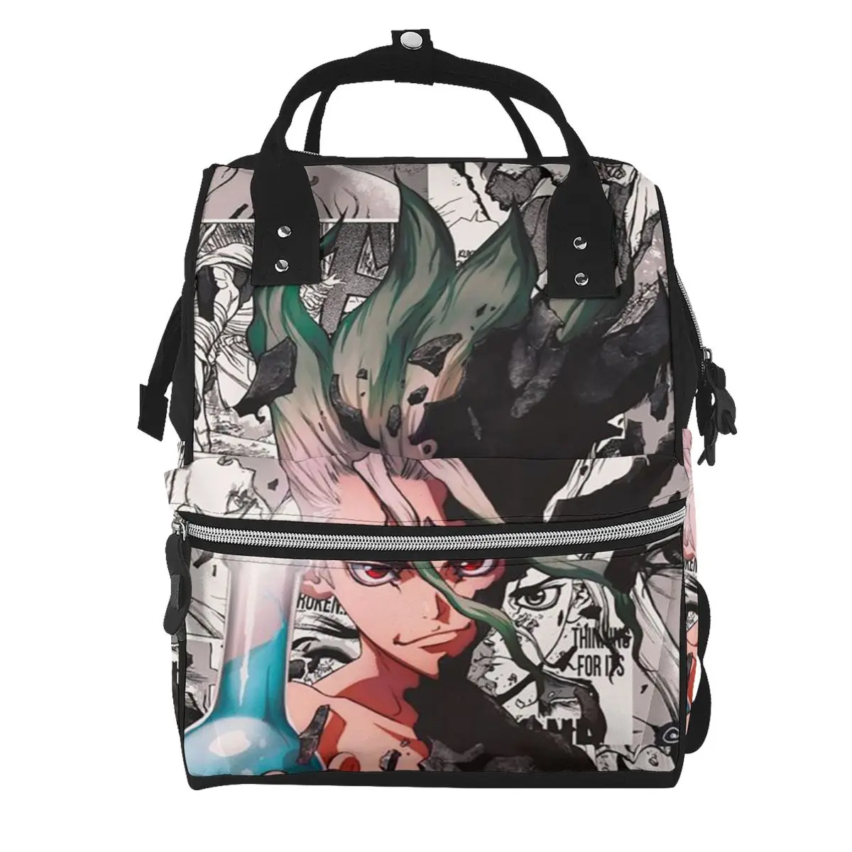 Senku Ishigami Dr Stone Apan Anime Student Backpack School Bag Hiking Travel Daypack for Men Women Bookbag Shoulder Bags