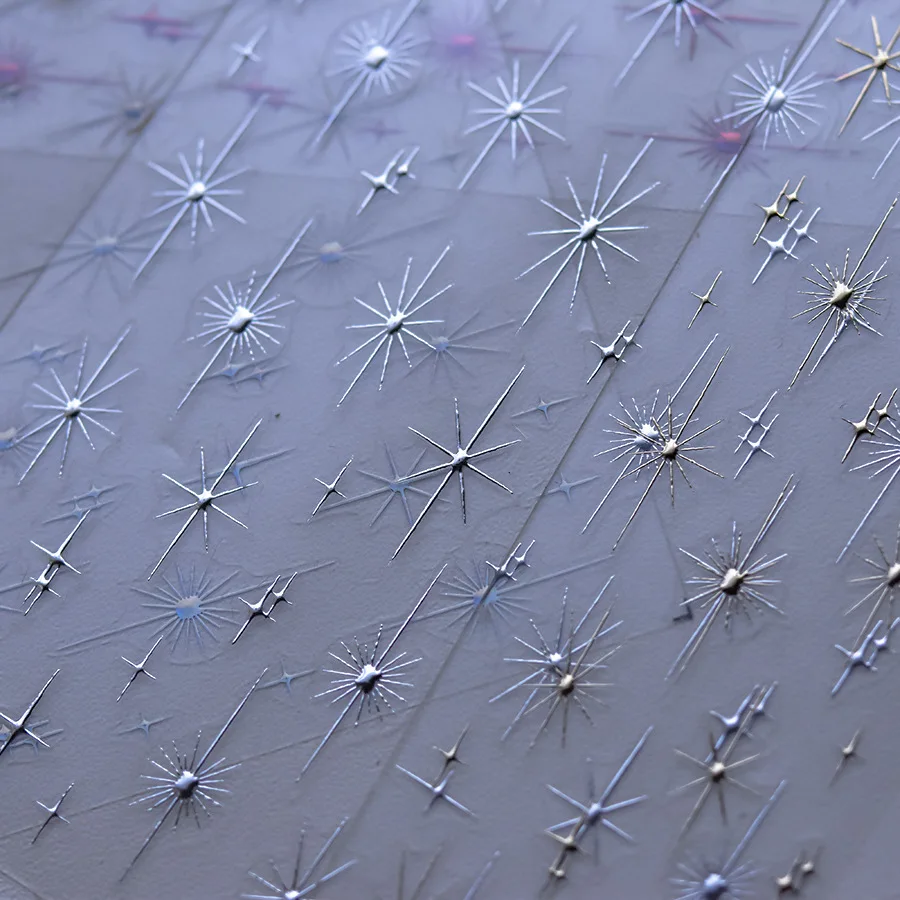 1pc 5D Shiny Silver Starlight Nail Stickers Embossed Star Selfadhesive Soft Relief Nail Decals DIY Y2K Metallic Nail Design Slid