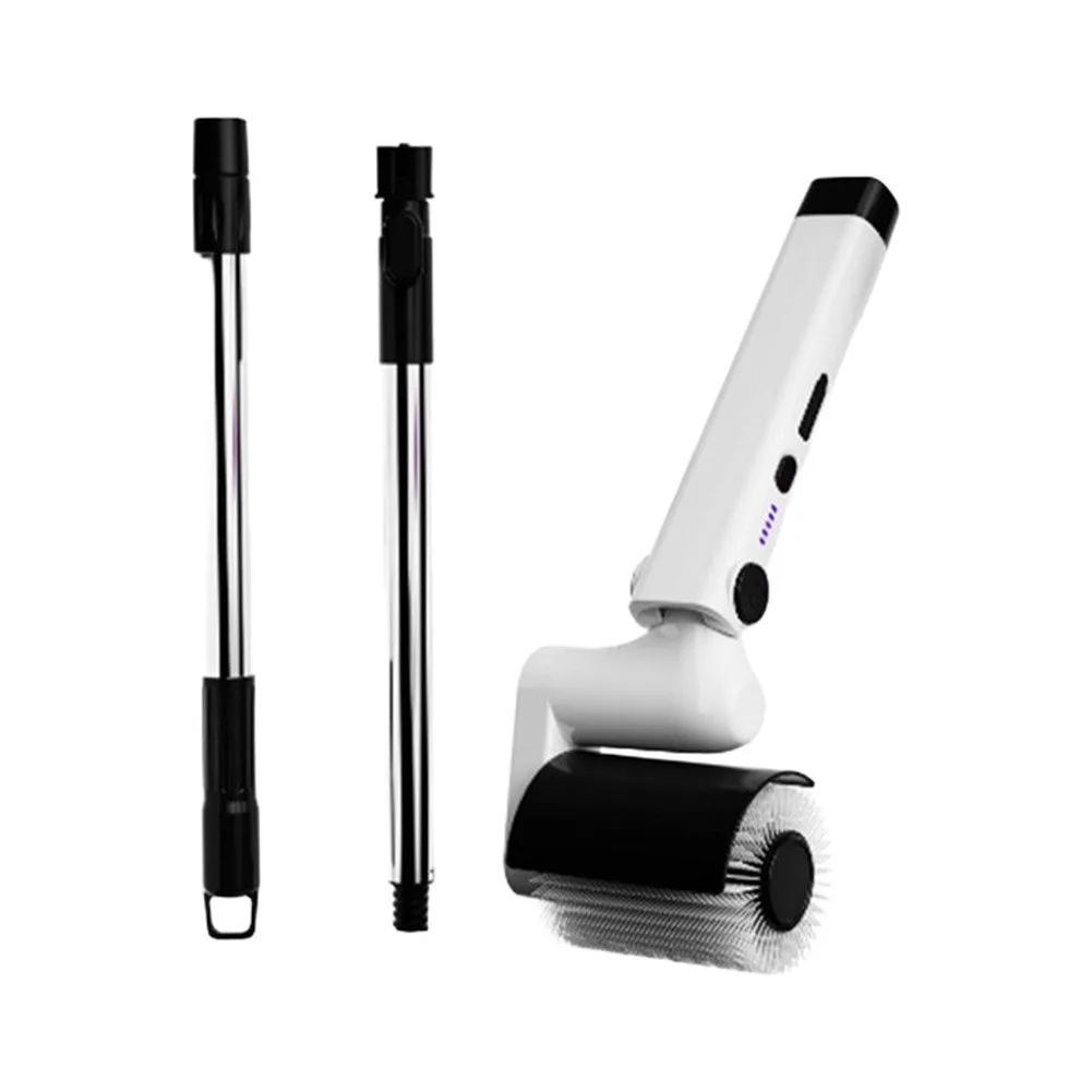 Electric Grill Cleaning Brush Cordless with 3 Detachable Rollers and Extendable Stainless Steel Pole for Barbecue Grills