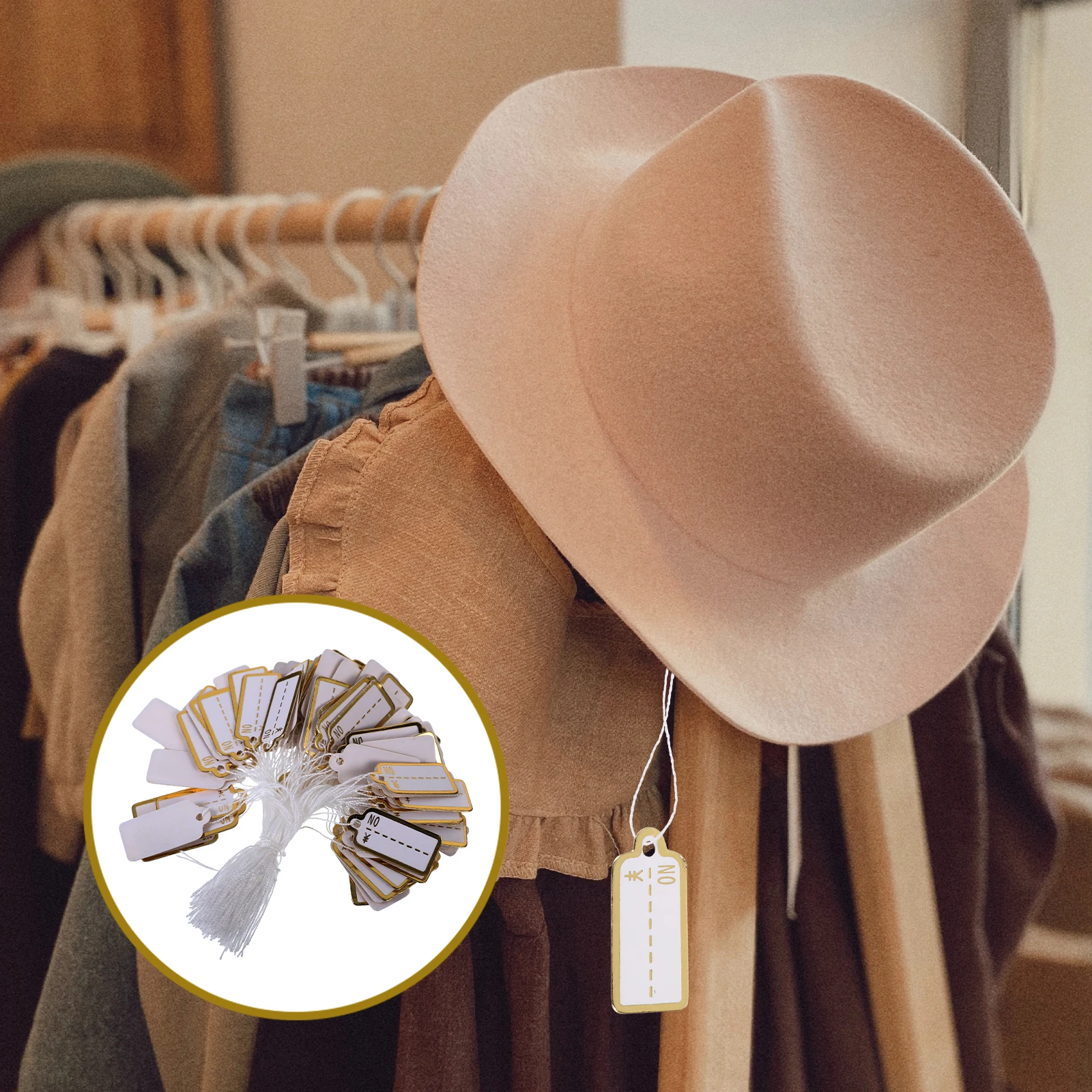 

500pcs Price Tags With String Attached Hanging Paper Labels For Jewelry Clothing Display Small Merchandise Tags For Inventory