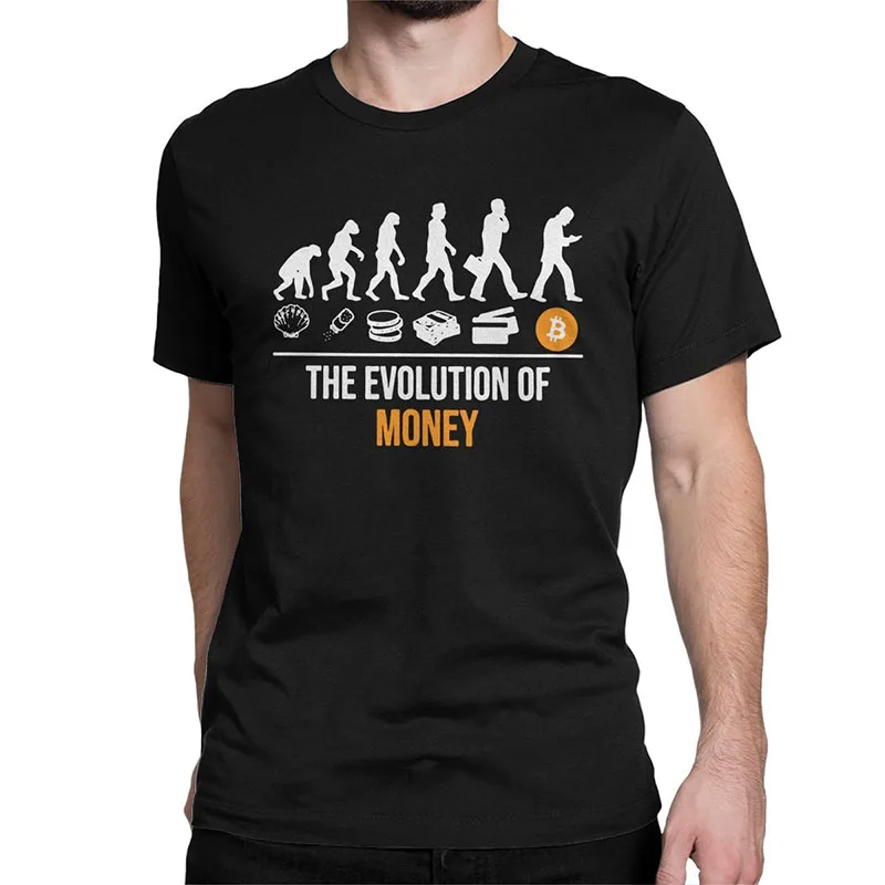 Bitcoin Evolution Of Money Cryptocurrency Mens Tops T Shirts Satoshi Nakamoto Vintage Tees T-Shirts Pure Cotton Classic Oversize