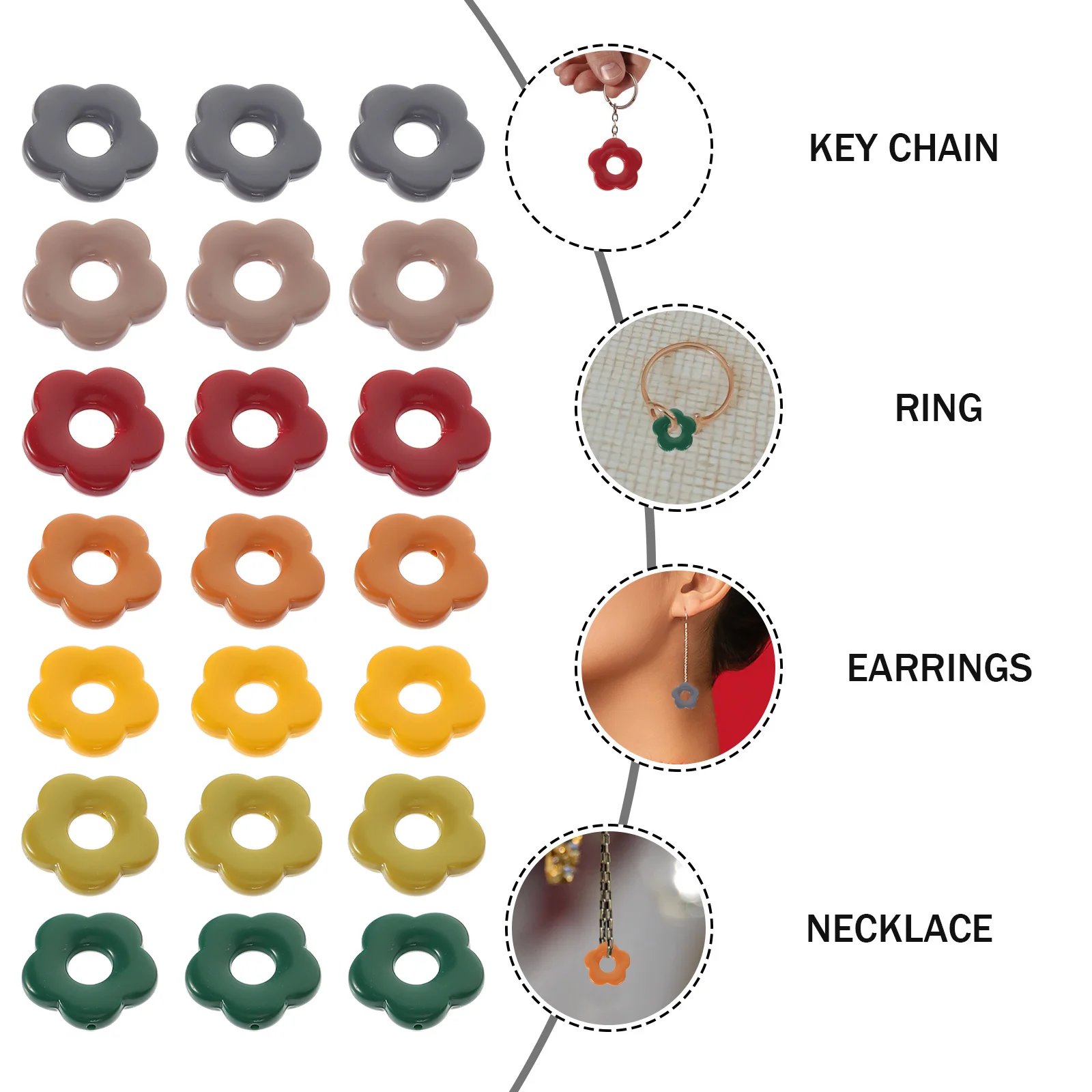 

60Pcs Resin Flower Shaped Charms Five Petal Earrings DIY Pendants for Handmade Necklace Bracelet Anklet Sweater Chain Phone