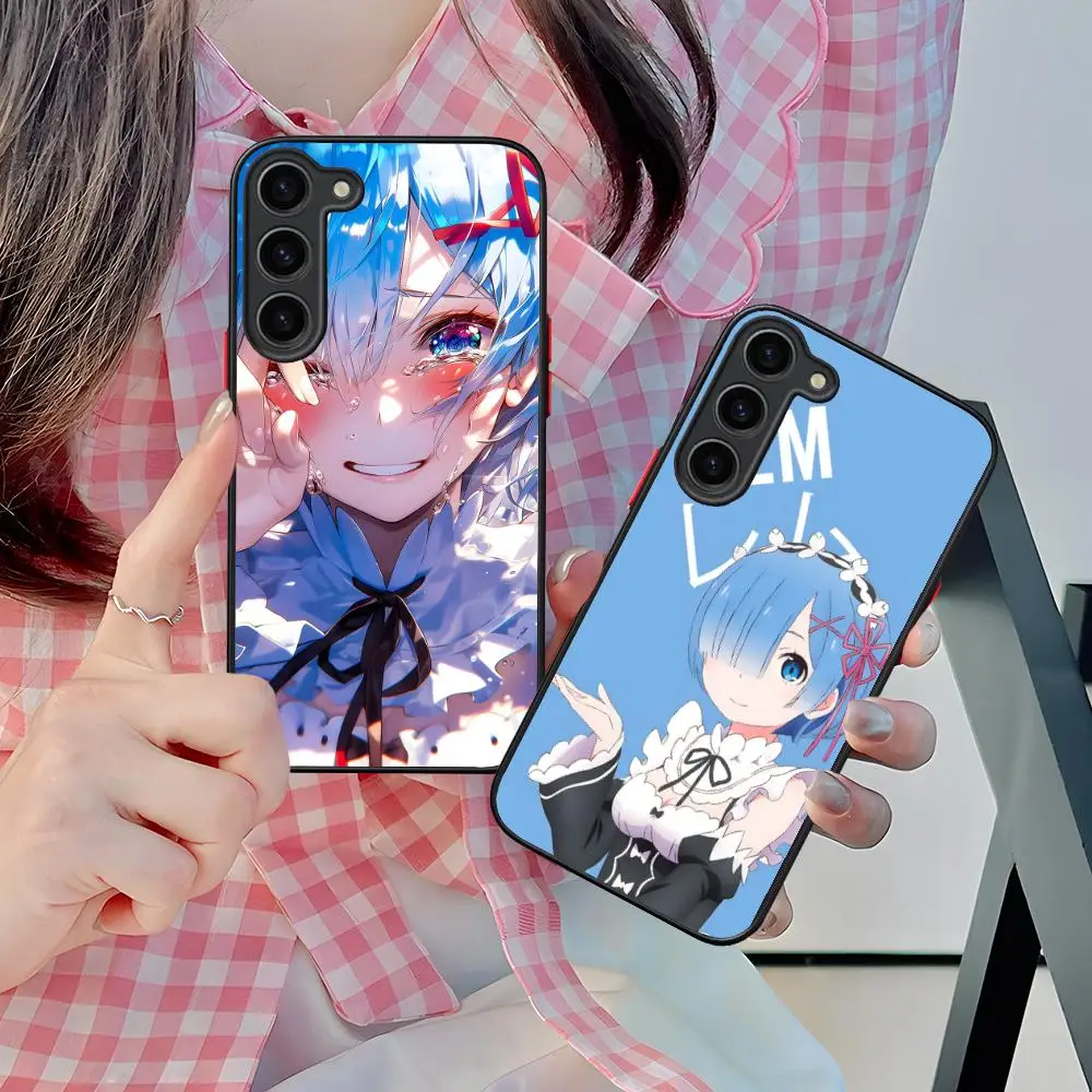 Funda de teléfono Anime ReZero REM RAM para Samsung Galaxy S25 S24 S23 S22 S21 Plus FE Ultra Color silicona protectora de lujo bonita