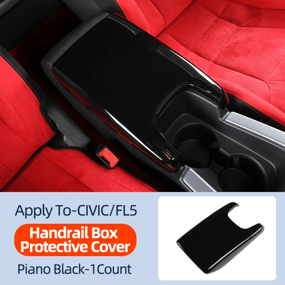 Car Interior Modification For Honda Civic FL5 2022 2025 Center Armrest Box Cover Carbon Fiber Pattern Decorative Trim Stick