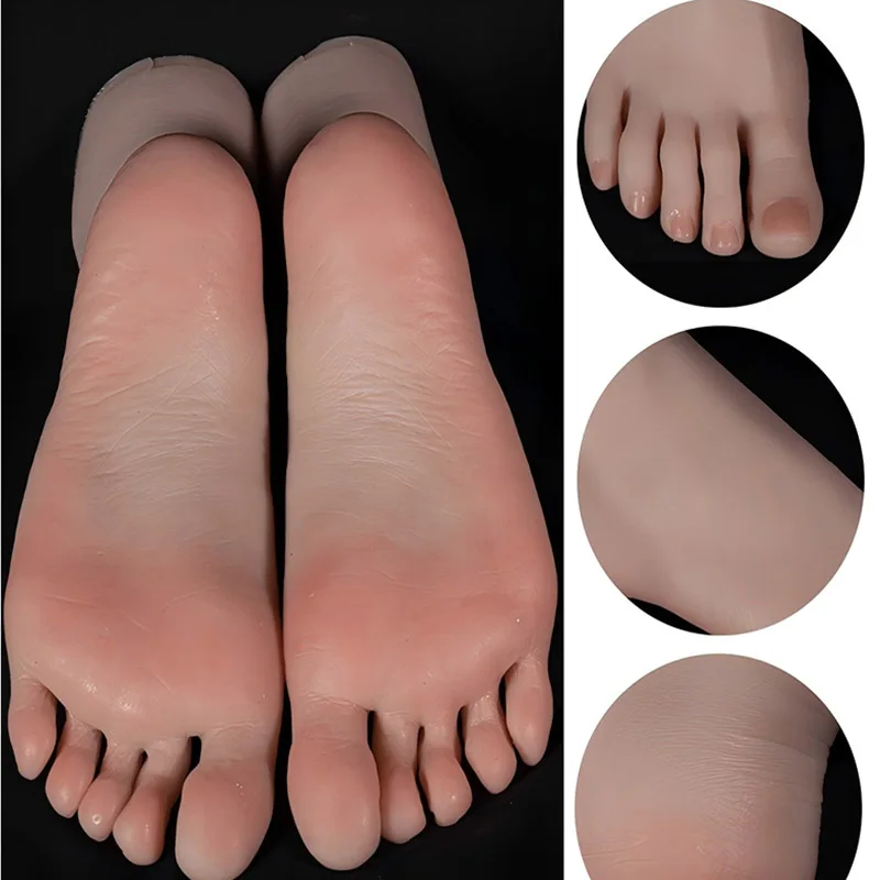

Silicone Foot Model Female False Nail Art Soft Feet Fetish Jewelry Shoes Display Manicure Medical Practice Salon About 23cm