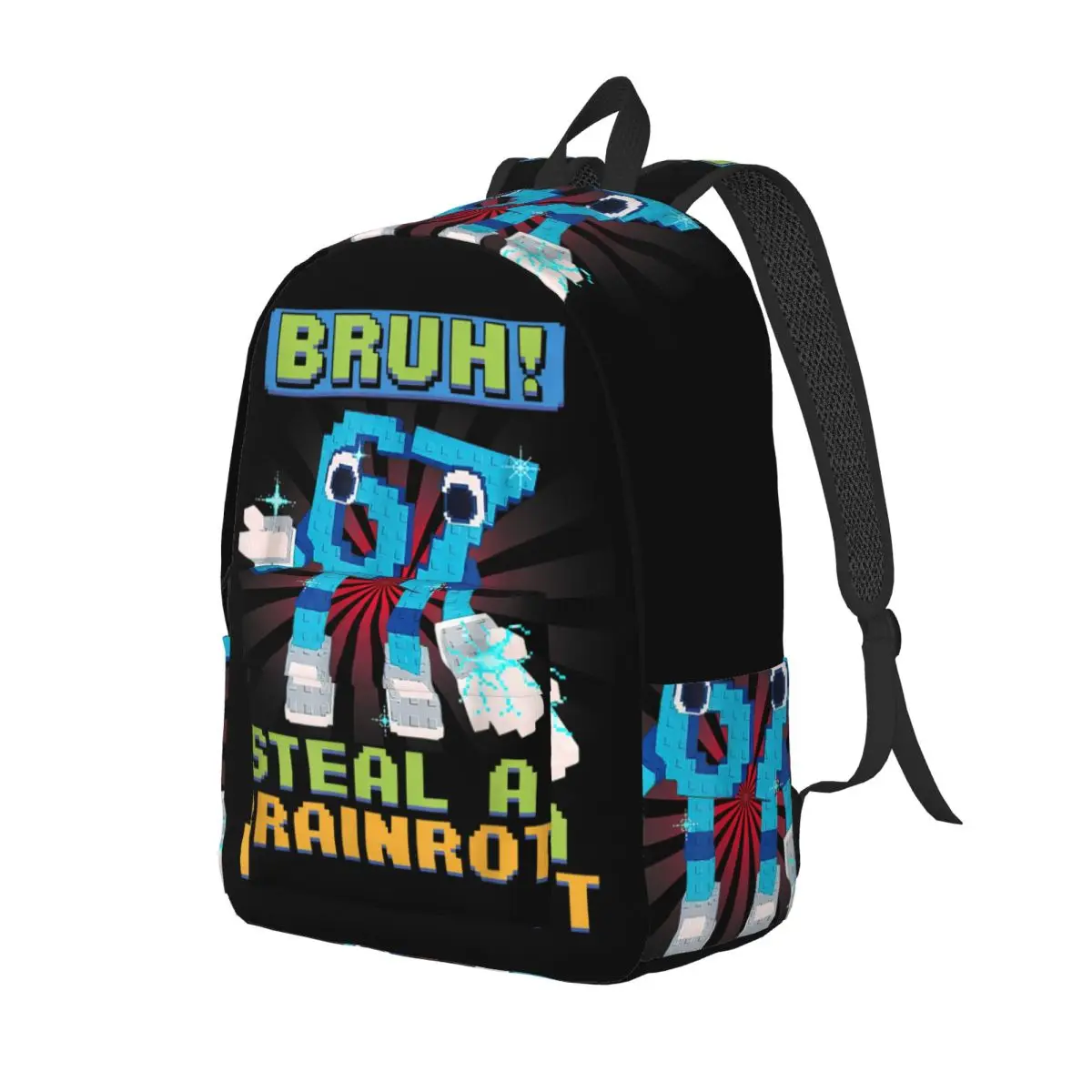 Funny Pixel Meme Bruh 67 Steal A Brainrot for Teens Student School Bookbag Daypack Elementary High College Hiking