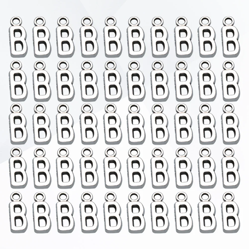 

50pcs Alphabet B Pendant Alloy Charms Diy Jewelry Making Accessories Necklace Bracelet Keychain Dangle Scrapbooking Projects