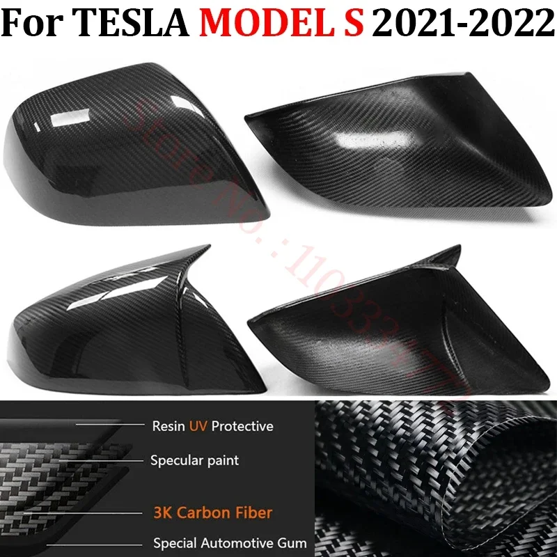 

Real Carbon Fiber Car Rearview Mirror Cover For TESLA MODEL S 2021 2022 2023 Side Door Mirror Shell Add on Frame Replacement