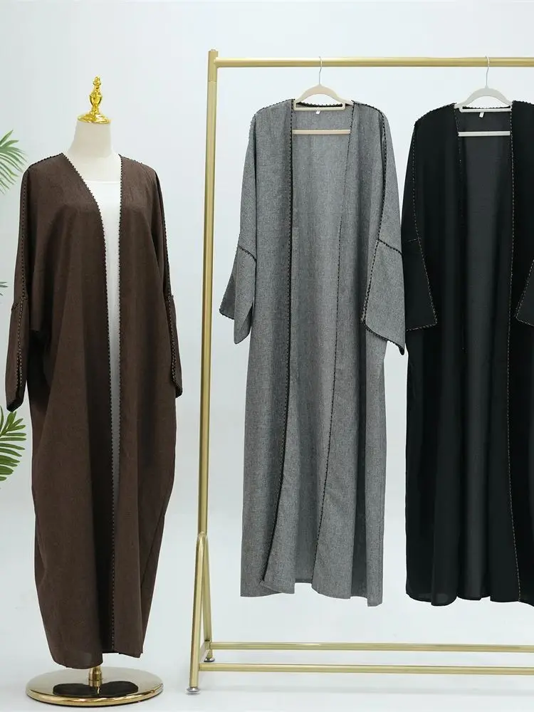 Ramadan Eid Otwarte Kimono Abaya Dubaj Muzułmańskie Skromne Sukienki Abaje Dla Kobiet Kaftan Sukienka Islam Odzież Robe Femme Musulmane