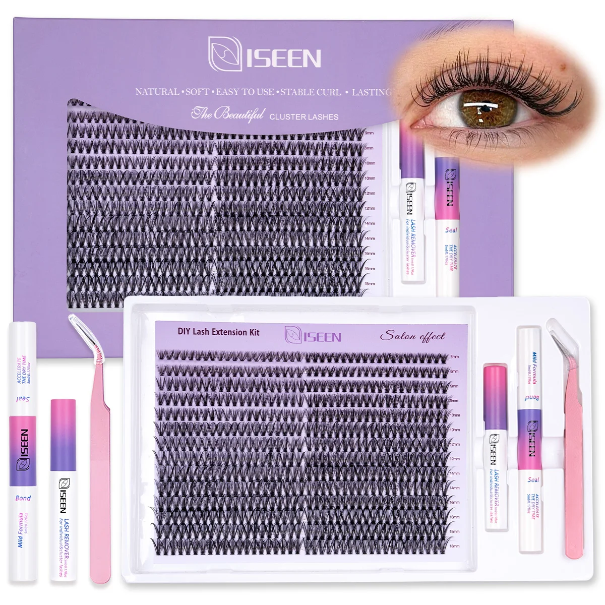 Eyelash Clusters Kit Large Capacity Wispy Lashes