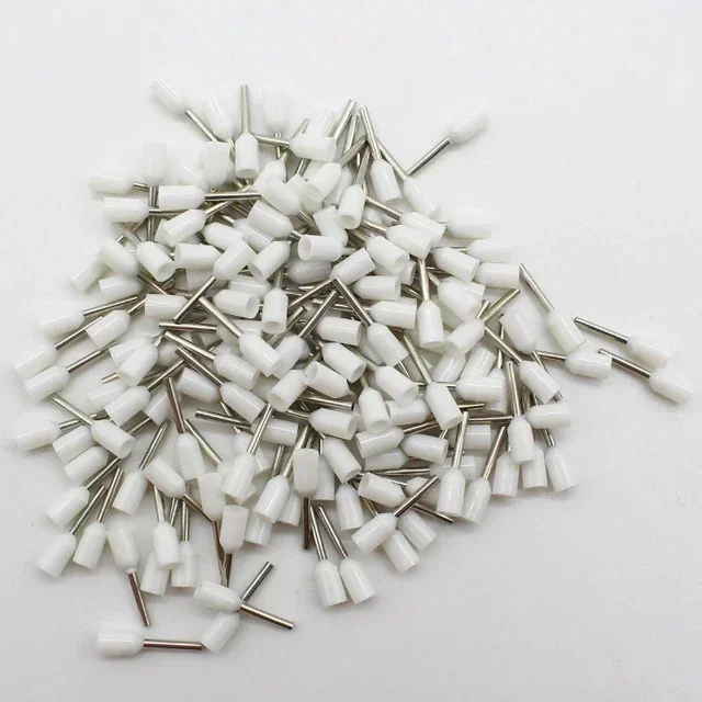 100pcs/Pack E0508 E7508 E1008 E1508 E2508 Insulated Ferrules Terminal Block Cord End Wire Connector Electrical Crimp Terminator