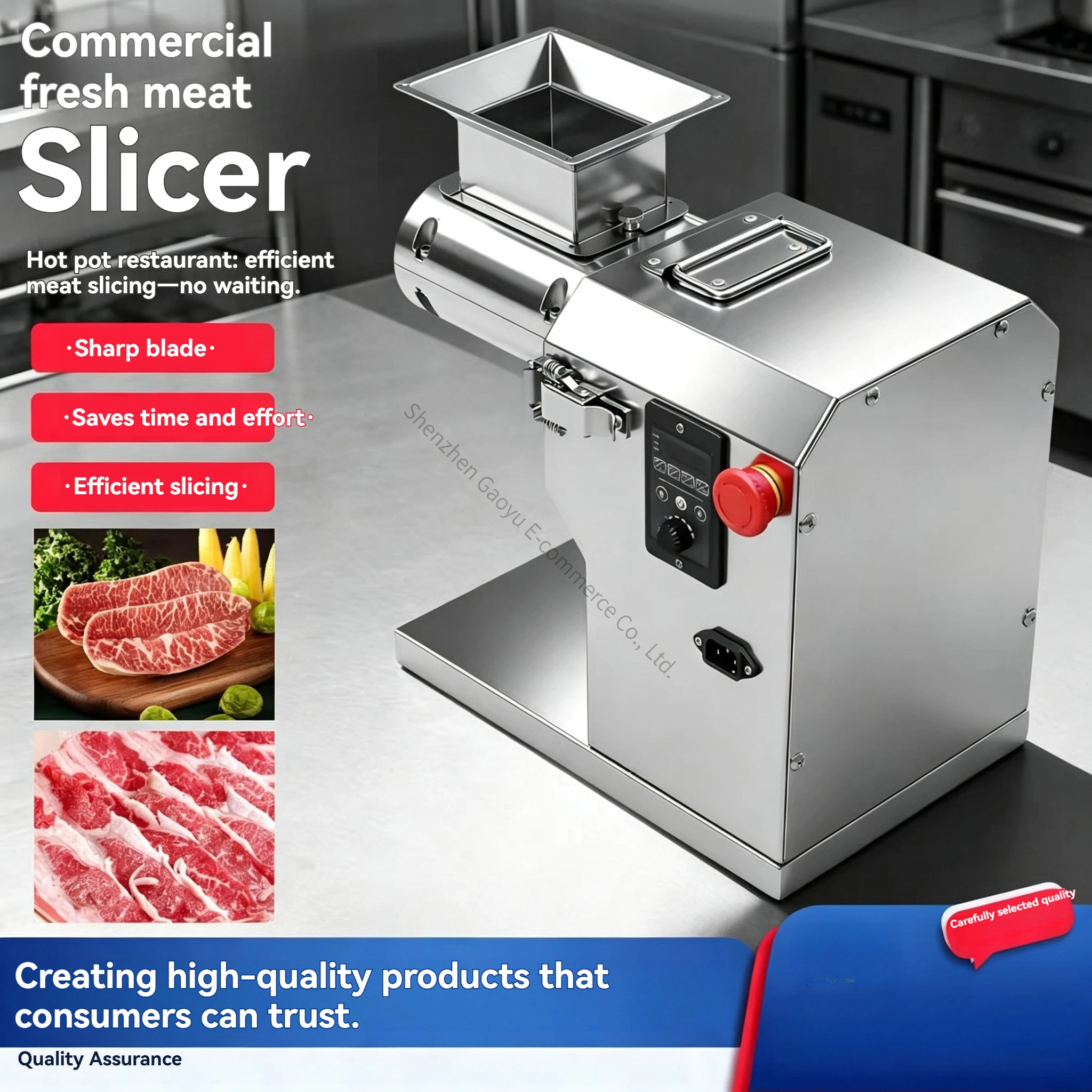 Desktop new stainless steel fresh meat slicer Chaoshan hot pot fresh cutting hot meat slices fresh meat slicing shredded slices