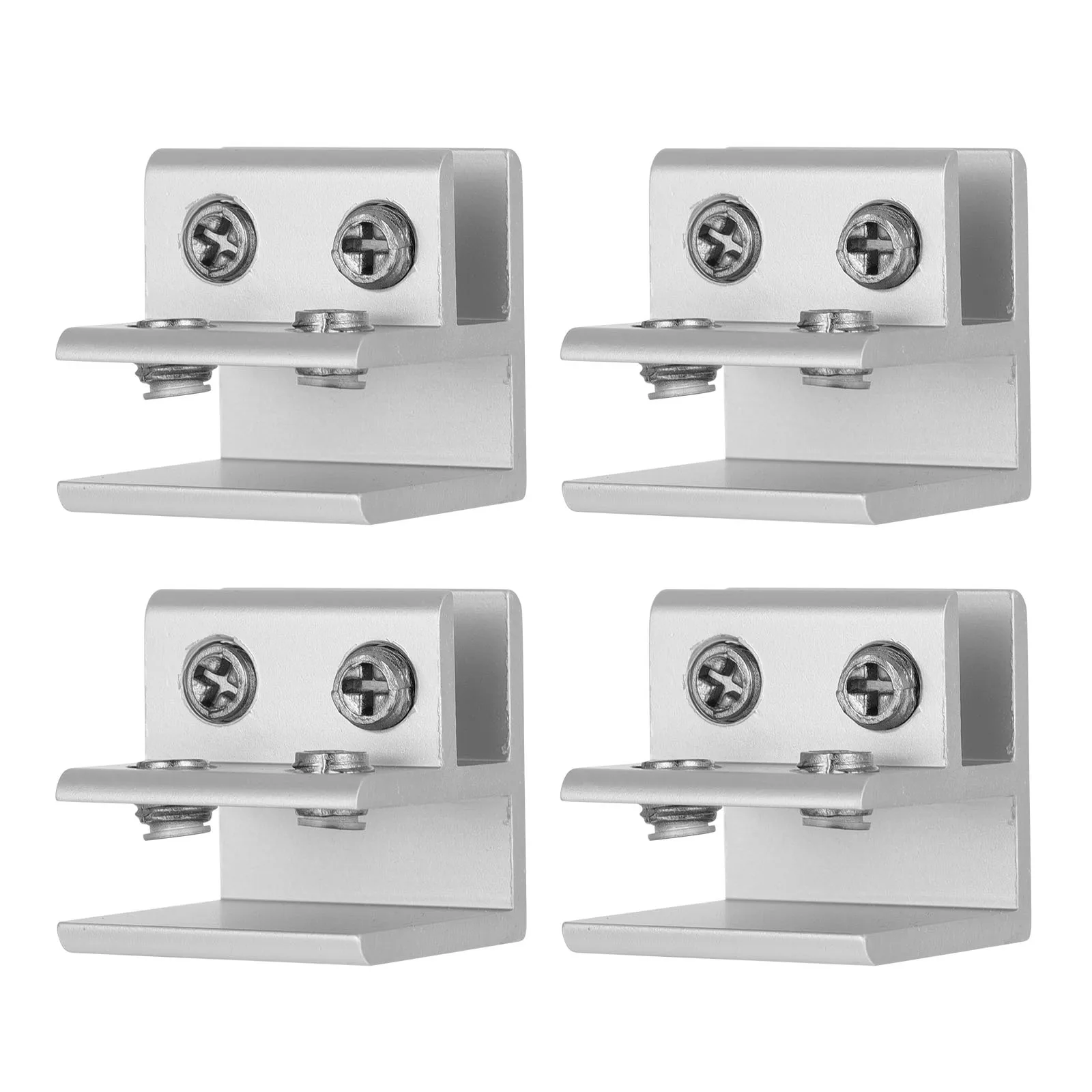 

4 Pcs Glass Shelf Brackets Clamps Cover Shape Mounting Clips Alloy Cross 10-12mm Thickness Adjustable Screw Fit Glass Acrylic