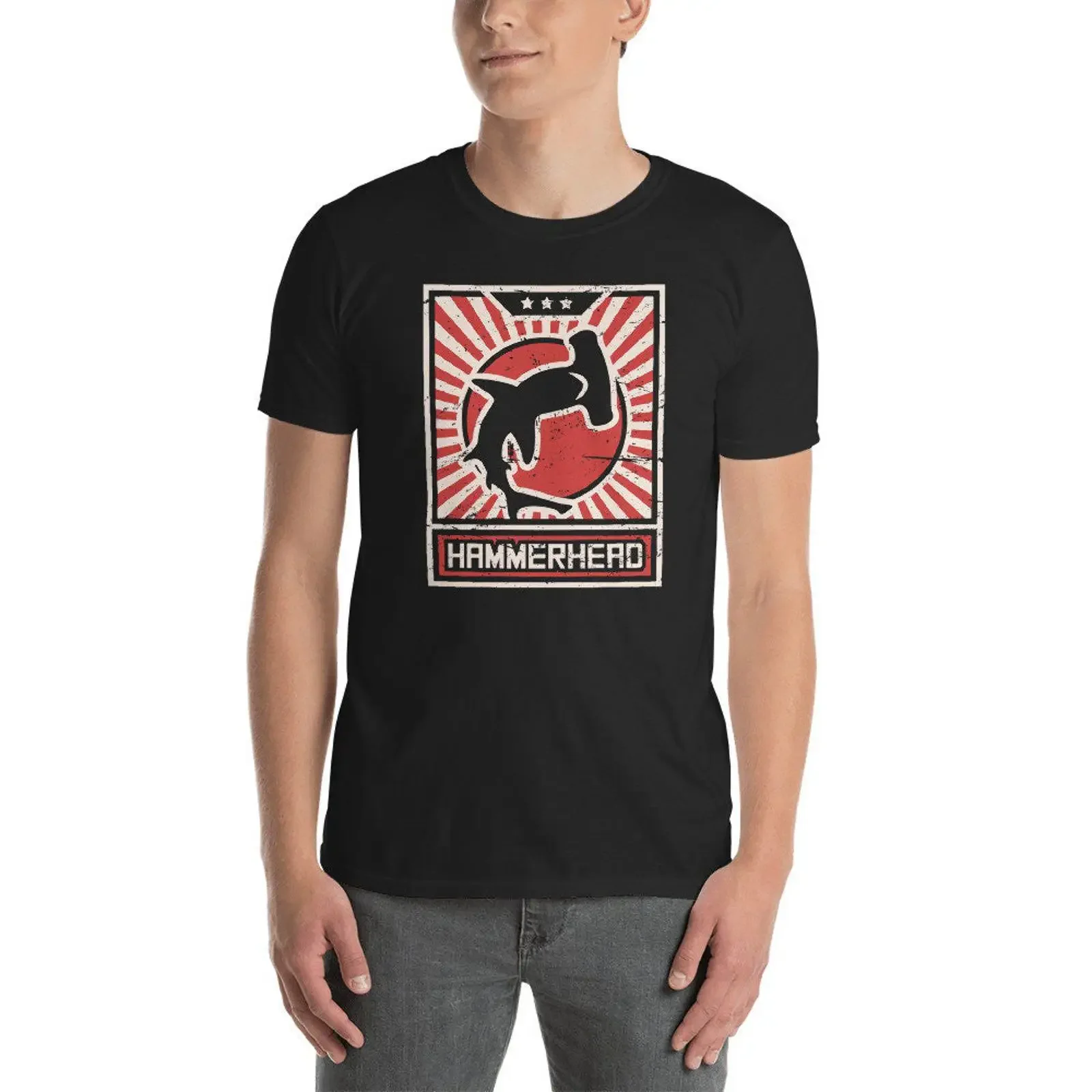 Vintage Propaganda Hammerhead Shark T Shirt  vintage Washed Top For Everyday Wear homme graphic fashion streetwear Versatile