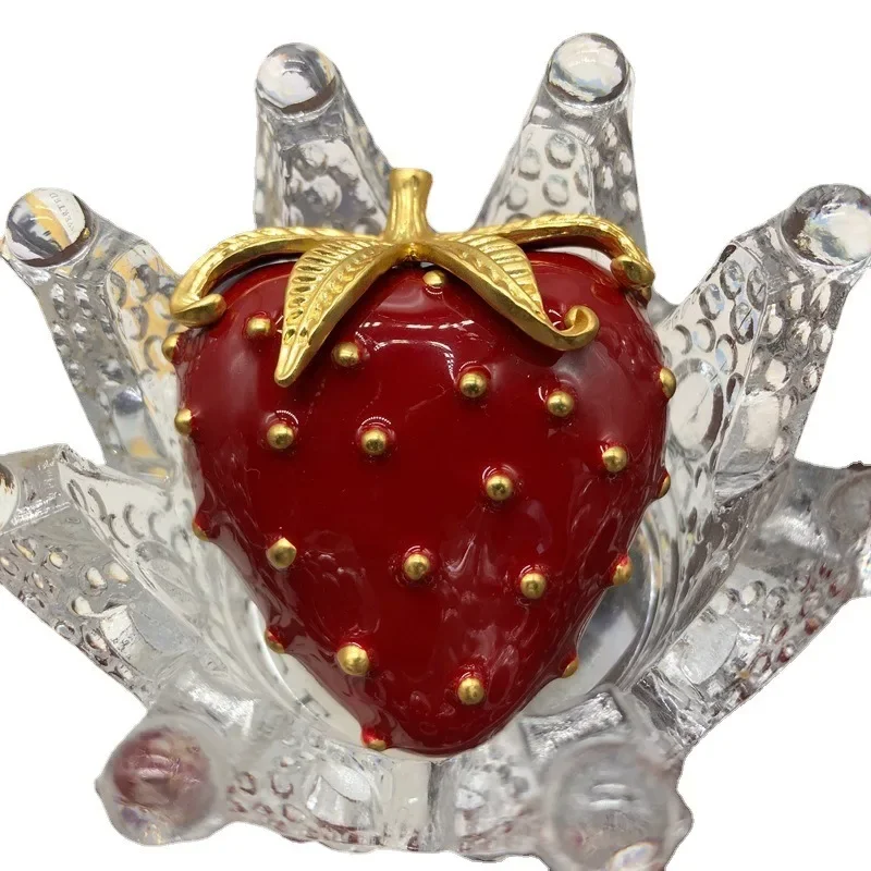Women Strawberry Gemstone Brooch Clothing Pin Jewelry For Party