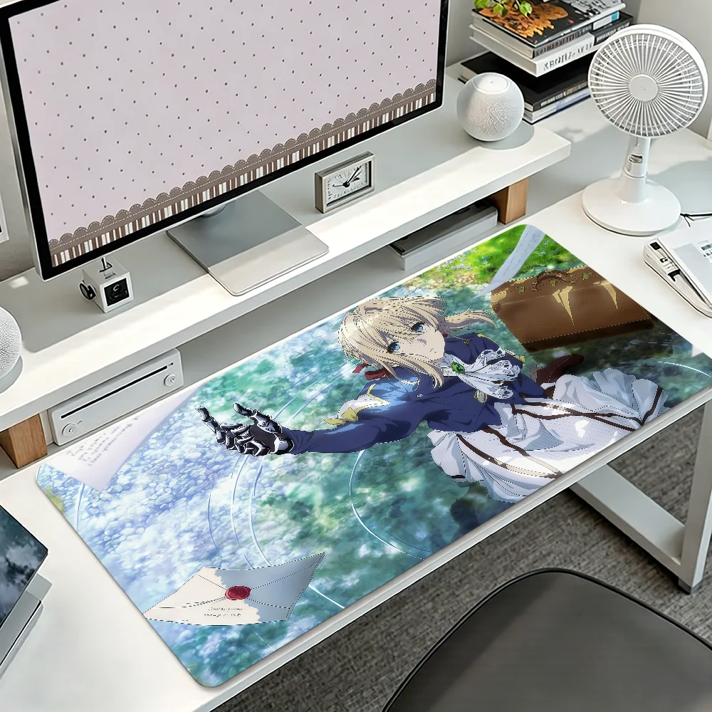 Anime V-Violet Evergarden Mouse Pad Large Non-slip Lockedge Desktop Computer Desk Mat Keyboard MousePad Office Gamer Student