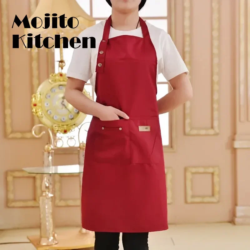 1 Pcs Waterproof Apron Woman\'s Solid Color Cooking Men Chef Waiter Cafe Shop Barbecue Barber Bib Kitchen Accessories