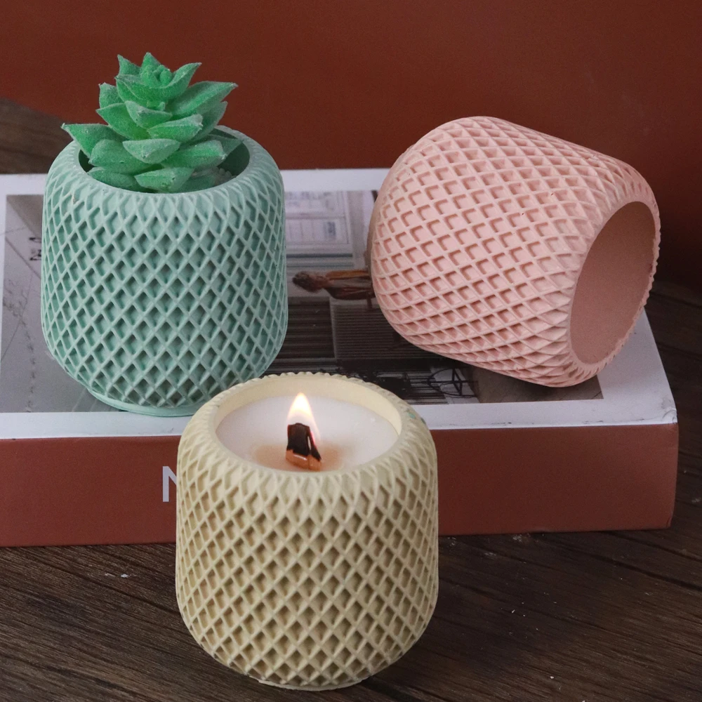 Cylinder Candle Jar Silicone Mold DIY Handmade Planter Plaster Concrete Cement Resin Jewelry Storage Box Casting Molds Home Deco