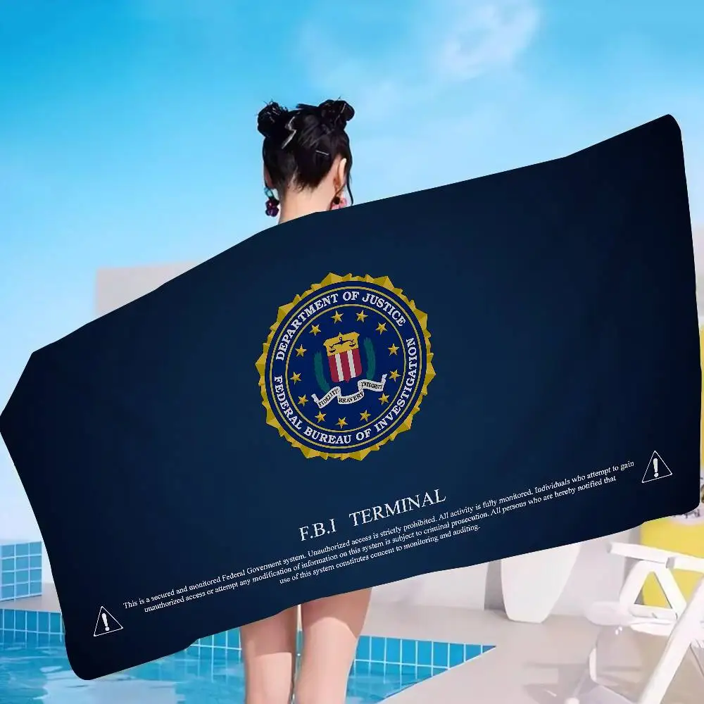 Federal Agency F-Fbi Beach Towel Colorful Bath Towels for Girl Microfiber Quick Dry Custom Sand Free Beach Yoga Spa Gym Pool
