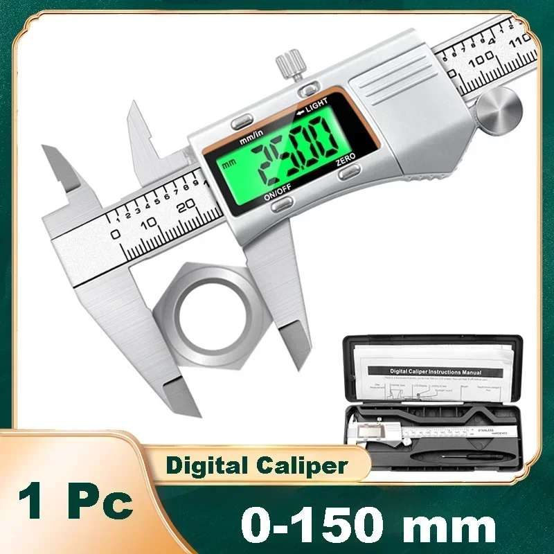

Stainless Shell Digital Caliper Backlight Screen Electronic Vernier Caliper 0-150mm Digital Vernier Measuring Tool