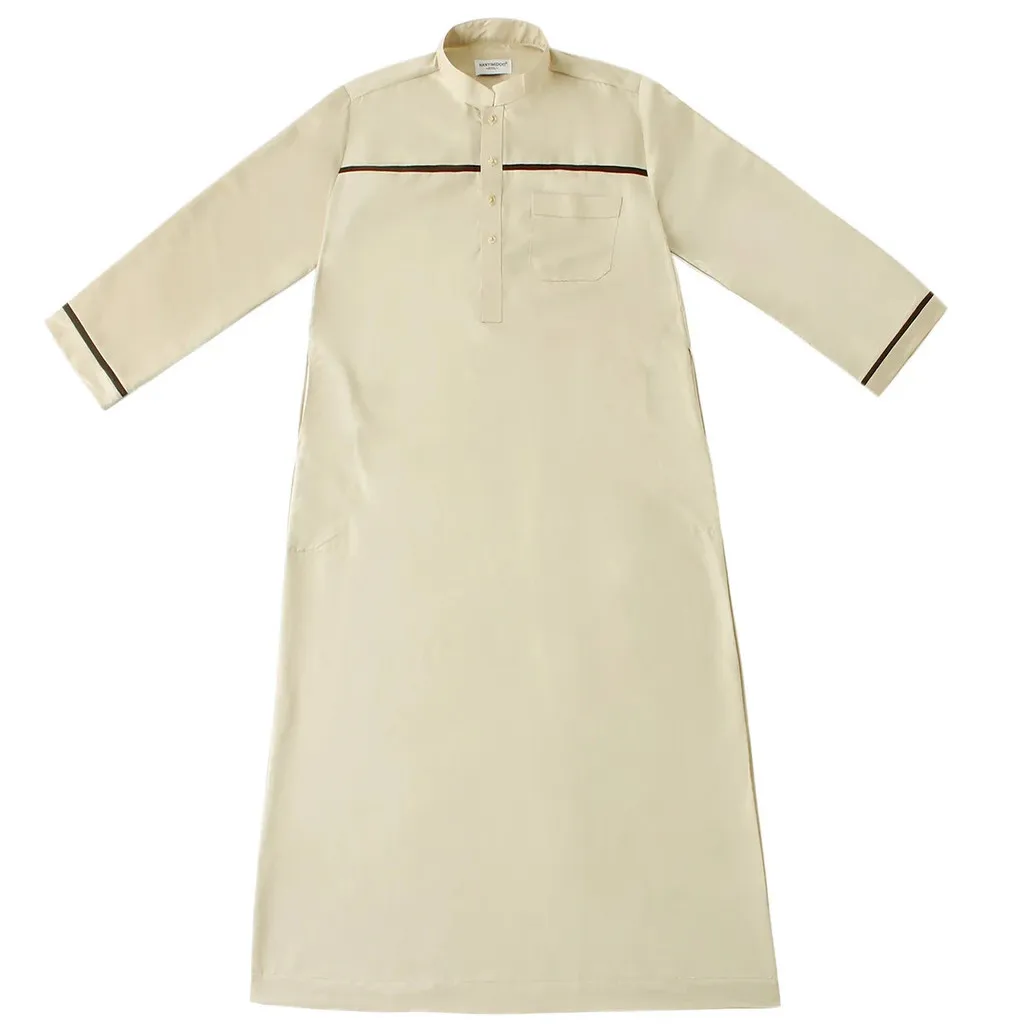 Uomo Jubba Thobe Abaya Abito lungo Caftano Islamico 2025 Eid Musulmano Ramadan Abito lungo Saudi Musulman Indossare Dubai Arabo Uomo