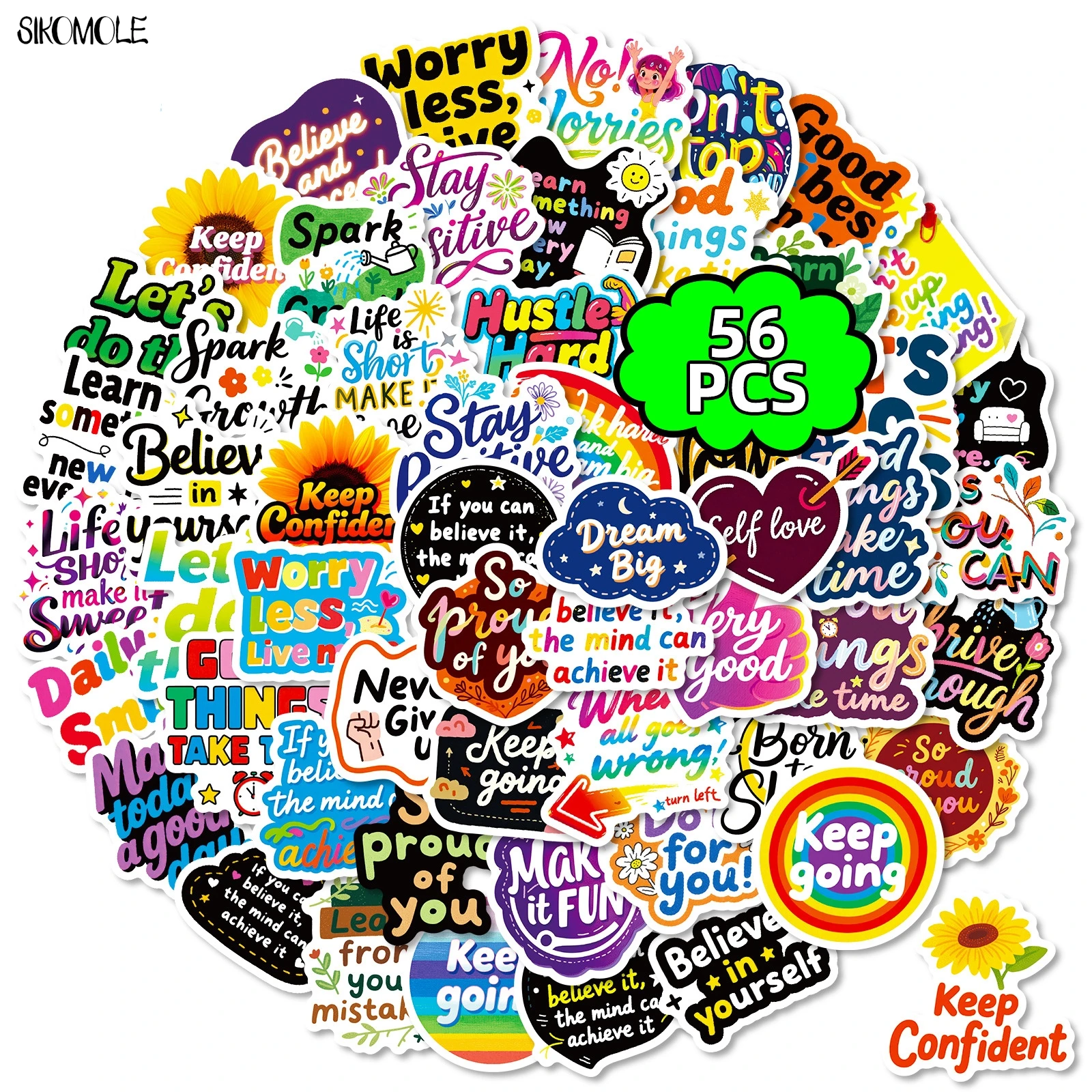 10/30/56PCS Motivational Positive Text Stickers Aesthetic DIY Scrapbook Laptop Stationary Suitcase Decals Graffiti Sticker Toy