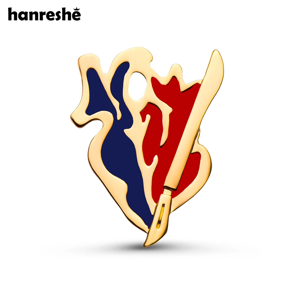 Hanreshe Medical Enamel Heart Brooch Creative Scalpel Anatomy Surgery Jewelry Lapel Badge Pins for Doctors Nurses Gifts