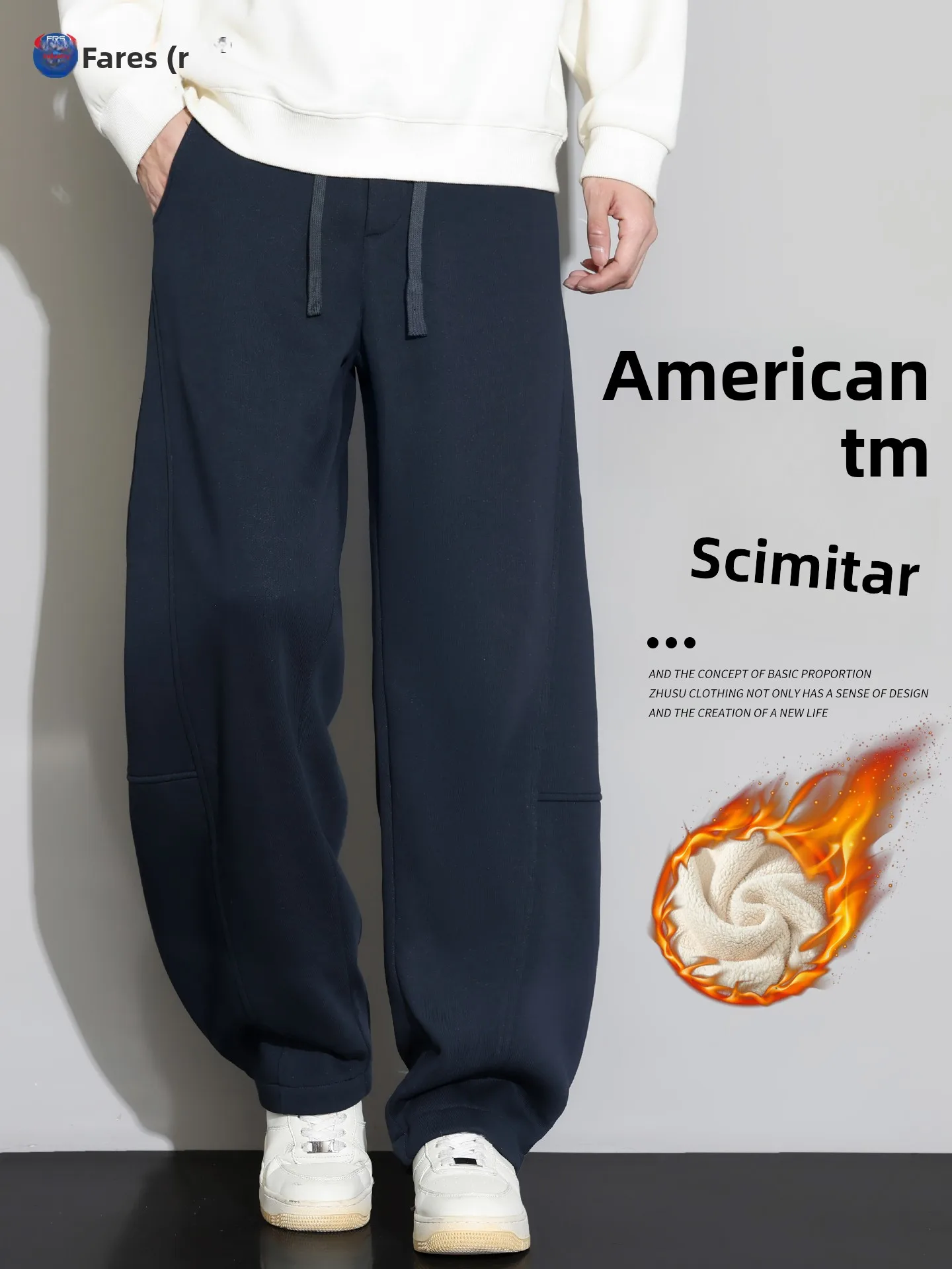 

American Sle Thiened Fce Lined Casual Pants Men's Autumn Winter Loose Straight Leg Spor Comfortable Heavyweight Trou...