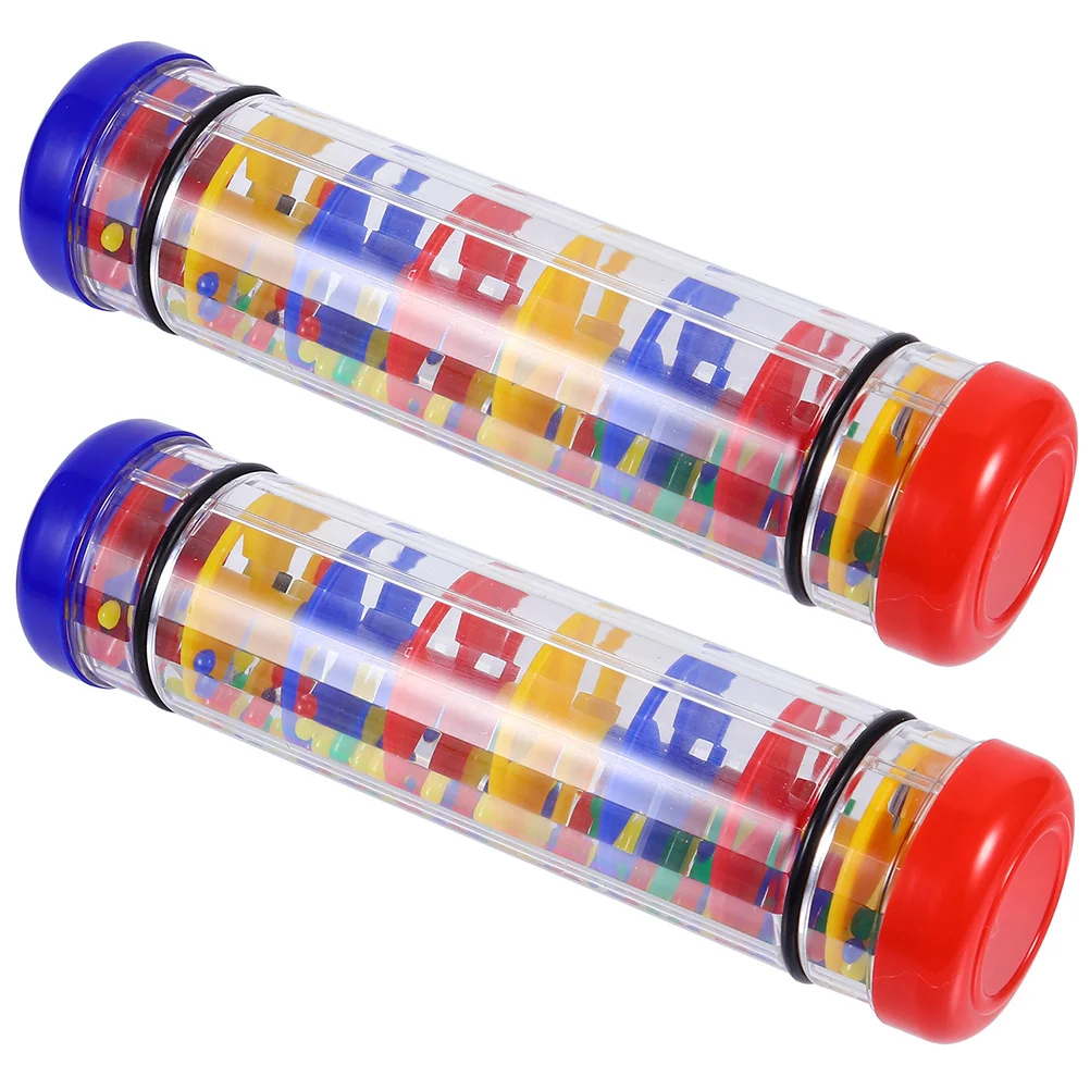 

2Pcs Rain Sound Tube Kids Musical Instrument Soothing Sound Maker for Early Learning Colorful Beads Rattle Sensory Play Toddler